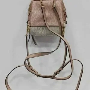 Michael Kors MK Designer Rhea Pink Leather Mini Backpack Shoulder Bag Purse Michael Kors Soft Pink Mini Leather Rhea Zip Convertible  main image 2